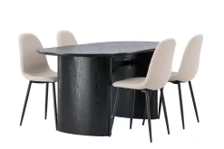 Venture Home Spisegrupper-Isolde Spisegruppe 180 cm Oval med 4 Polar Stoler Beige,Svart