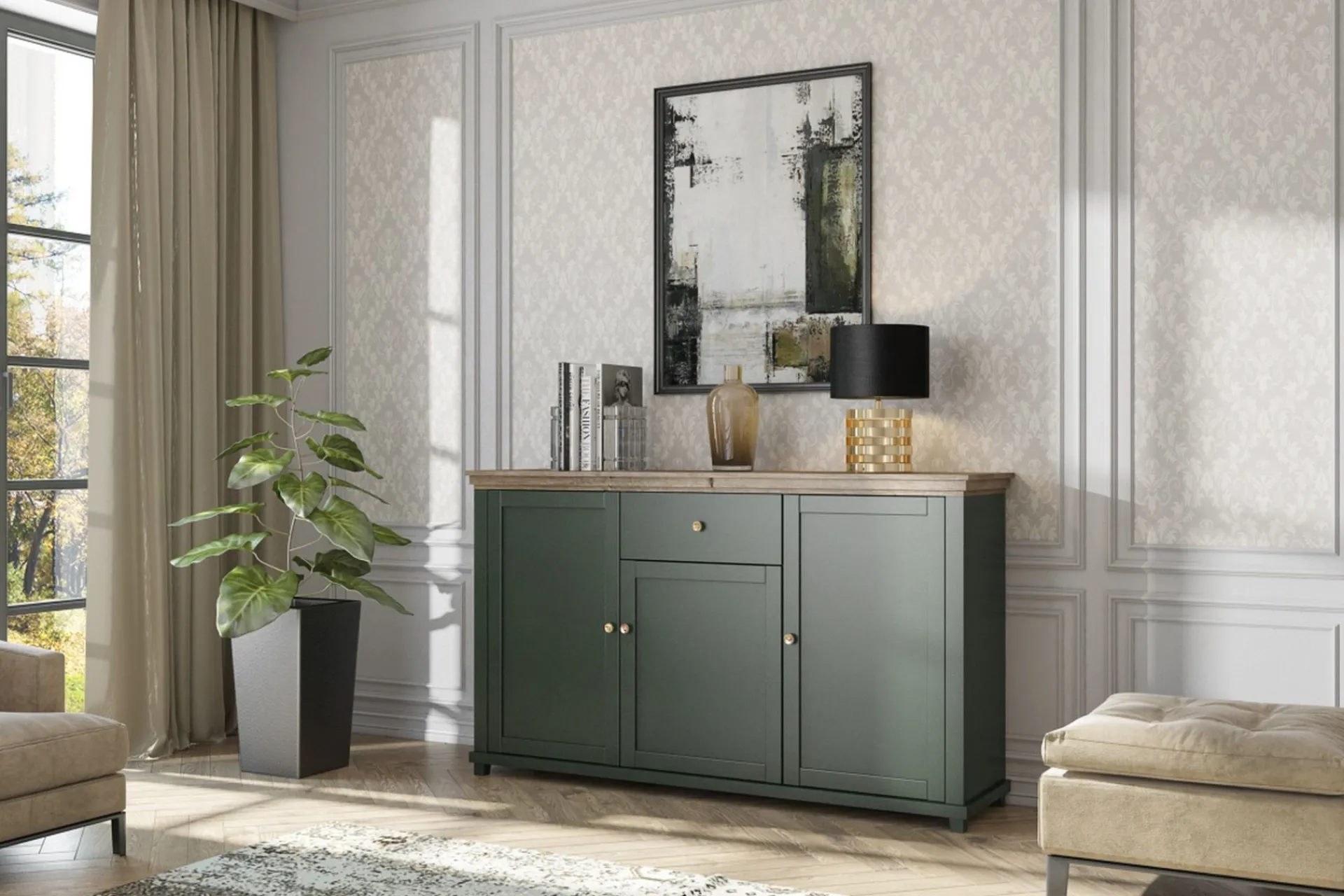 Sideboard & Skjenker-Ivreri Sideboard 42x160 cm Natur,Khaki