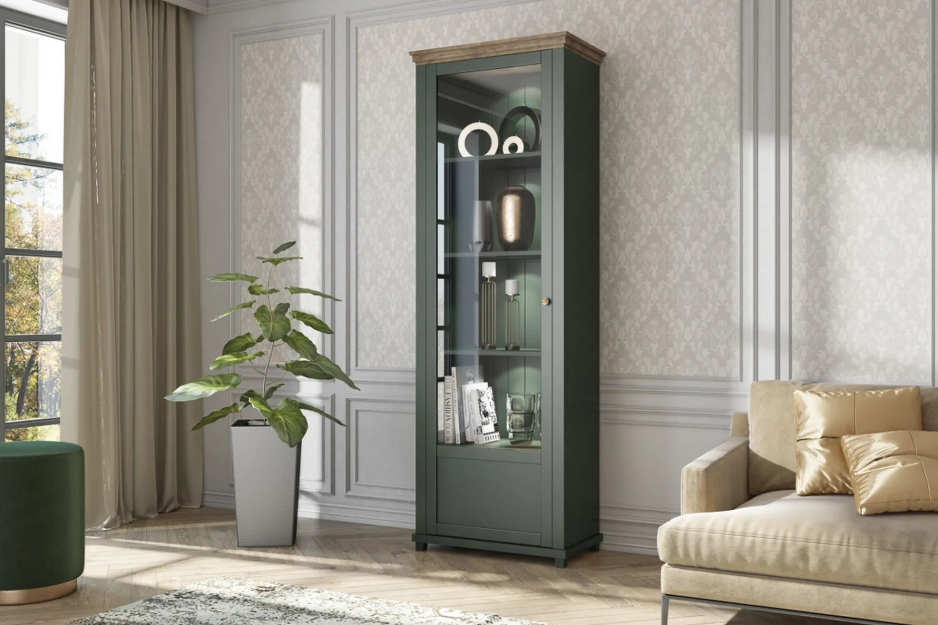 Vitrineskap|Skap-Ivreri Vitrine 42x71 cm Natur,Khaki