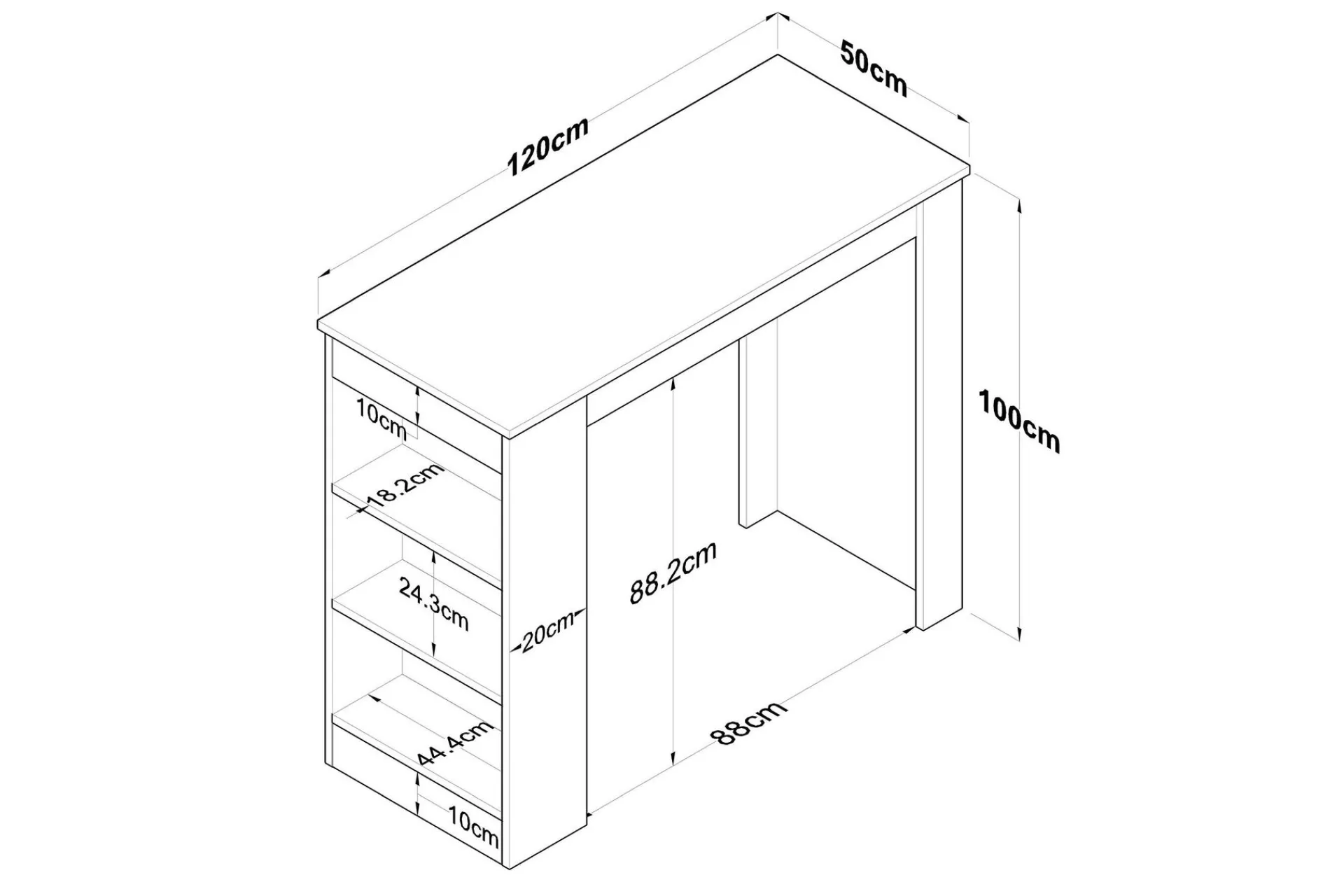 Barmøbler-Iwao Bardisk 50x120 cm Brun/Hvit