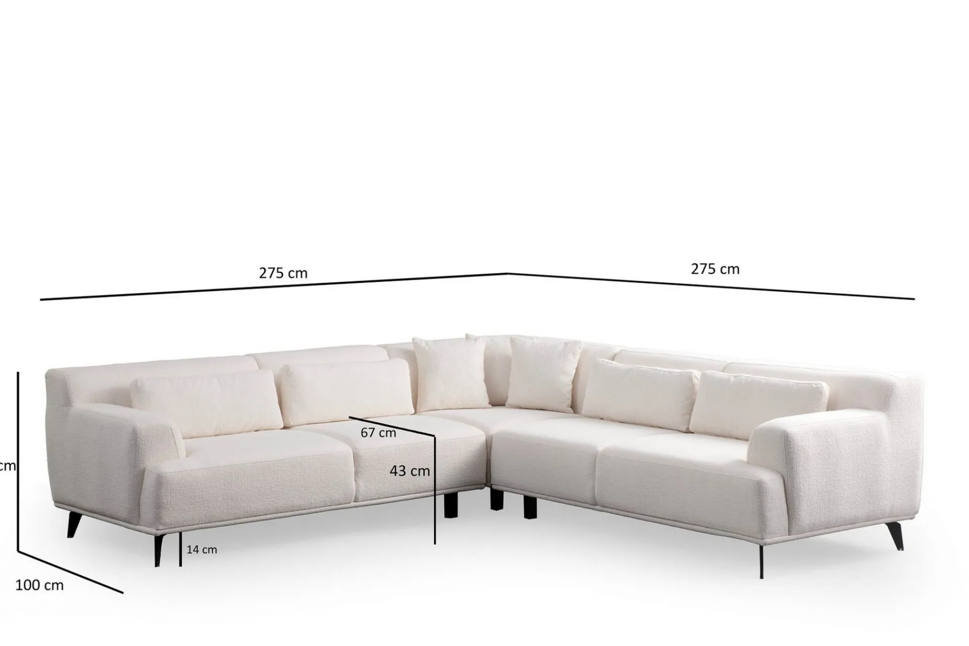 Sofa Med Sjeselong-Jaguar 4-seters Sofa med Divan Hvit