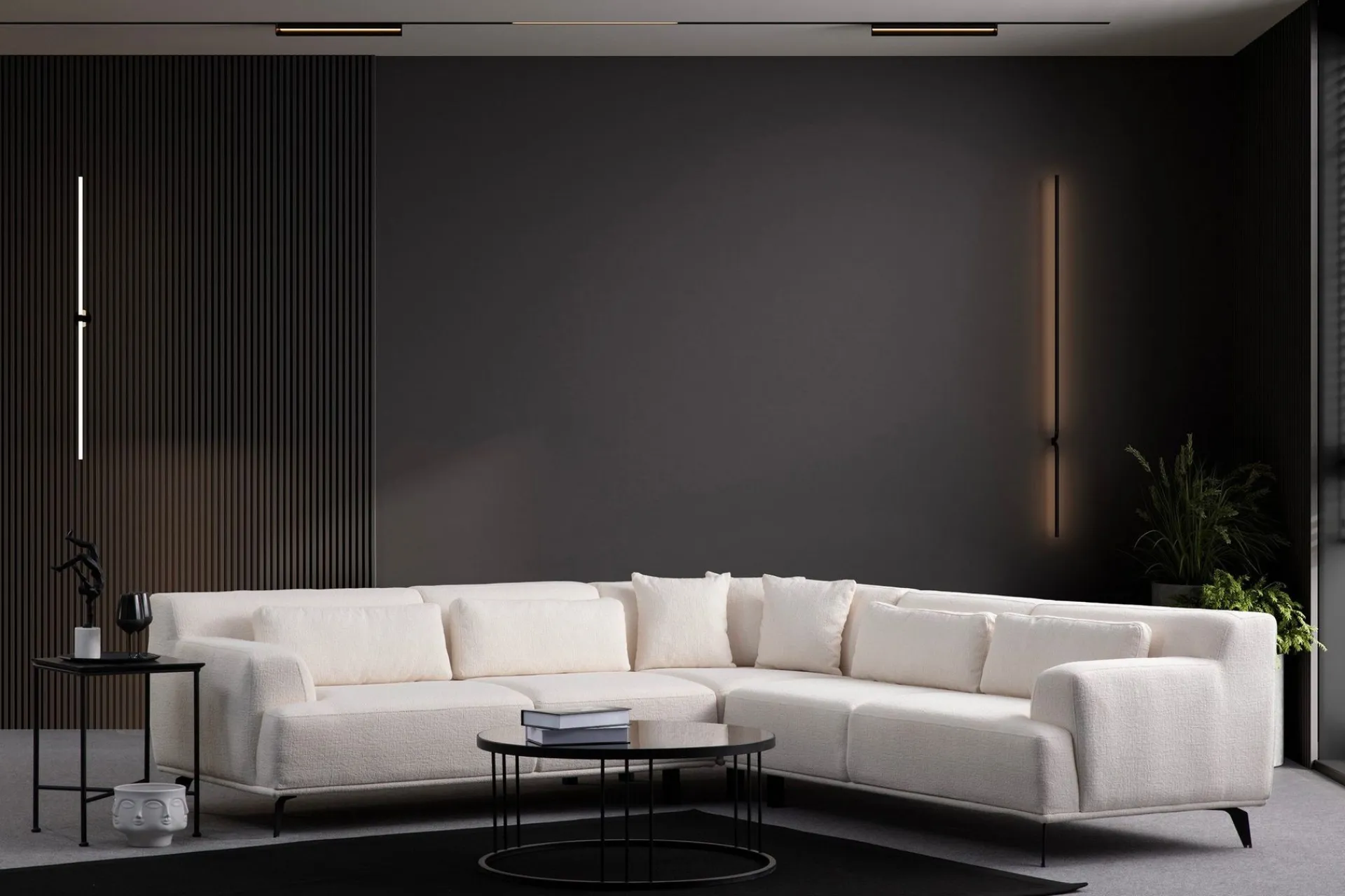 Sofa Med Sjeselong-Jaguar 4-seters Sofa med Divan Hvit
