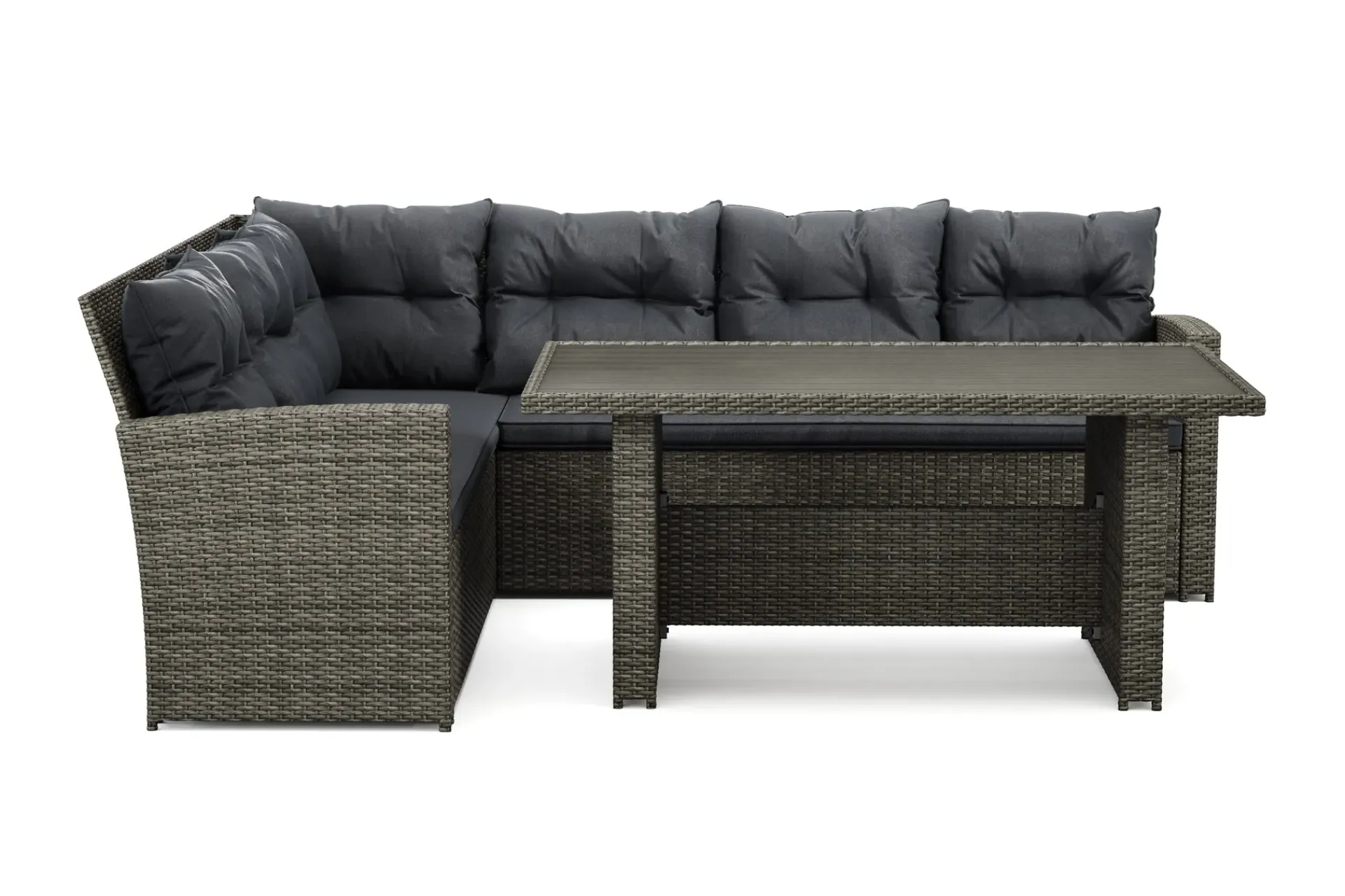 Comfort Garden Puteoppbevaring & Møbelbeskyttelse|Hagemøbler Barn-James loungegruppe utendørs venstre – 5-seters sofagruppe i kunstrotting Grå