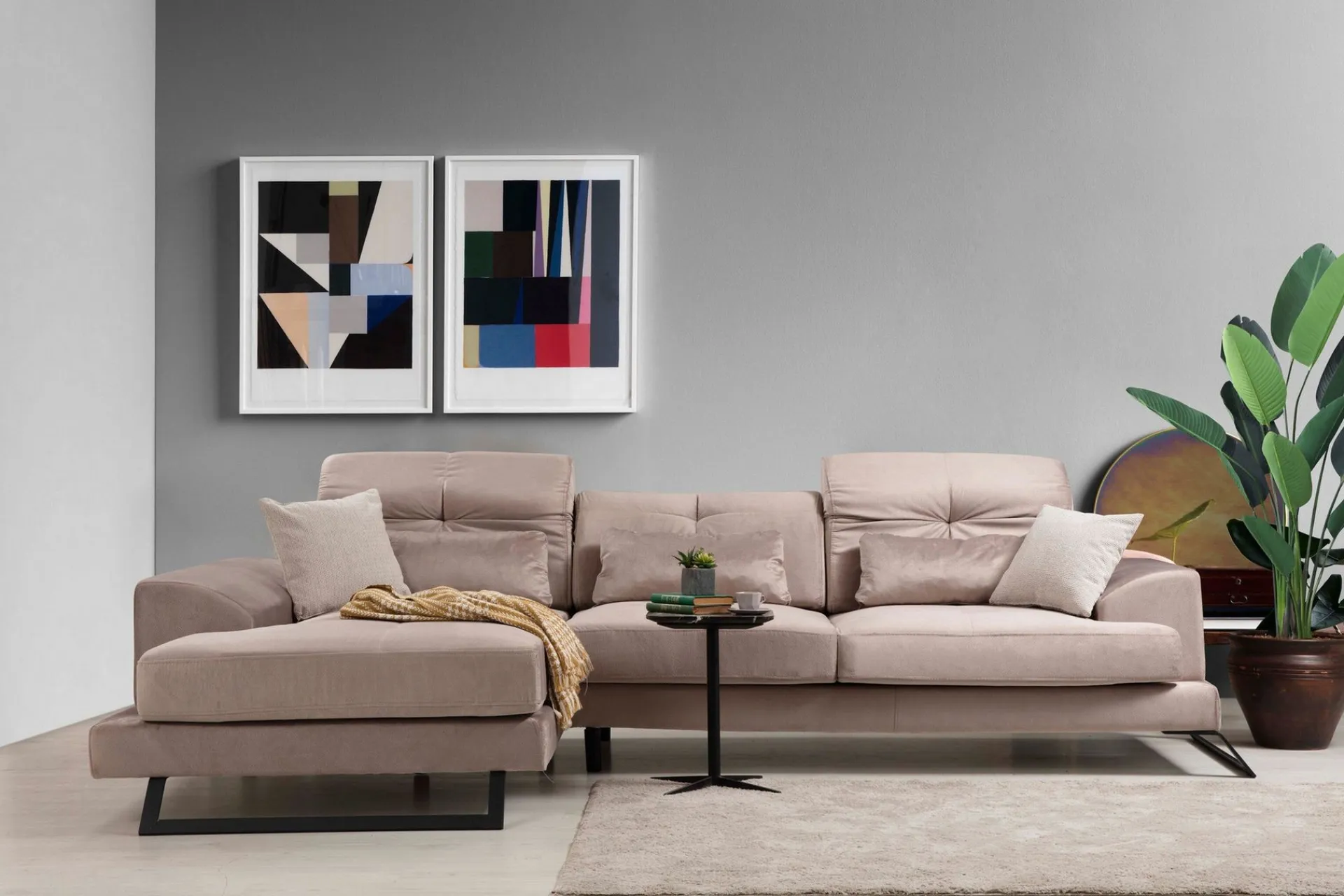 Sofa Med Sjeselong-Jaraad Divansofa Høyre Lys Beige