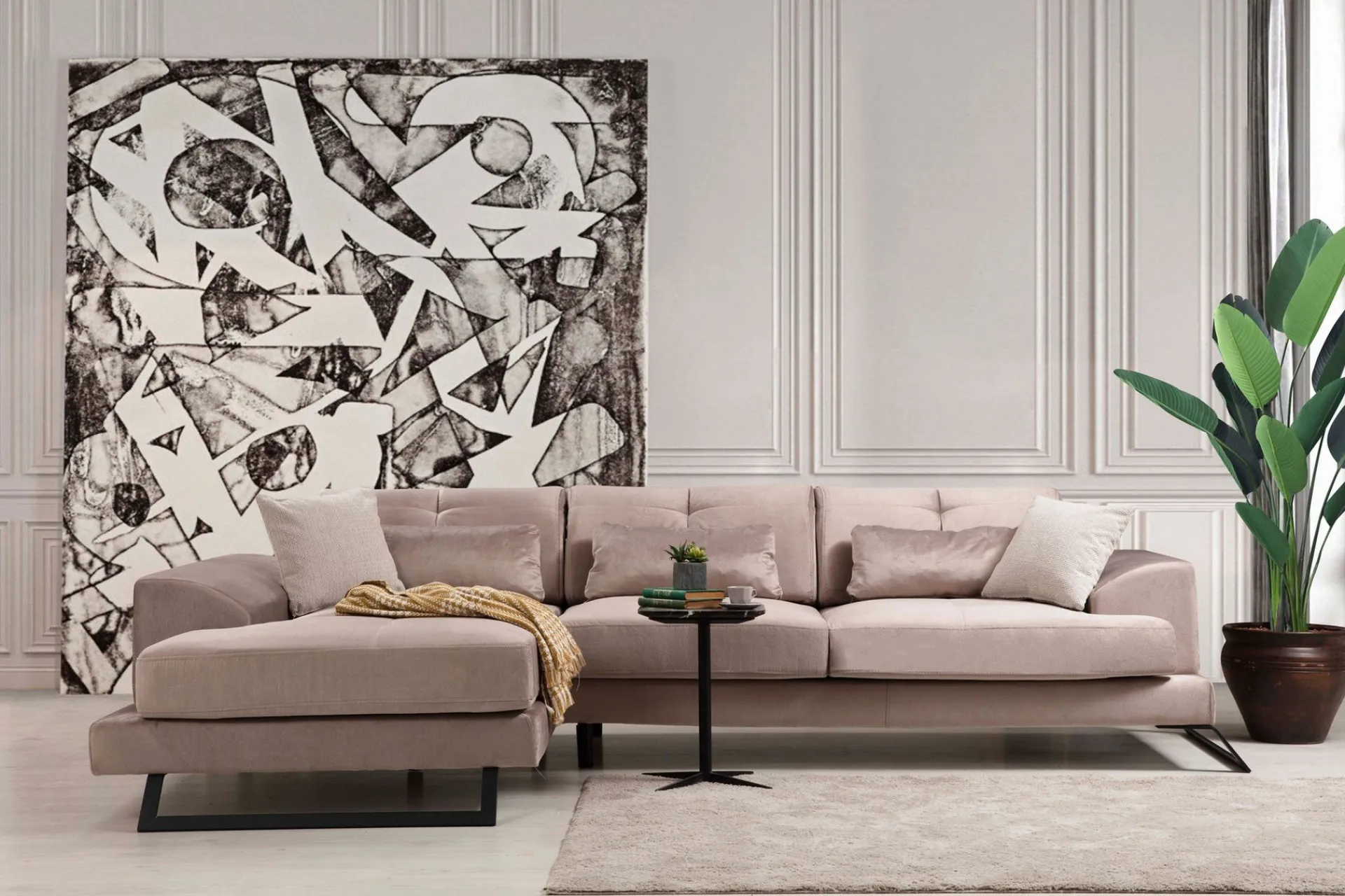 Sofa Med Sjeselong-Jaraad Divansofa Høyre Lys Beige
