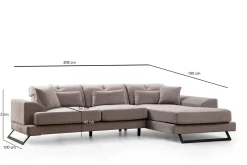 Hjørnesofa|Velour Sofa & Fløyel Sofa-Jaraad Divansofa 3-seters Grey