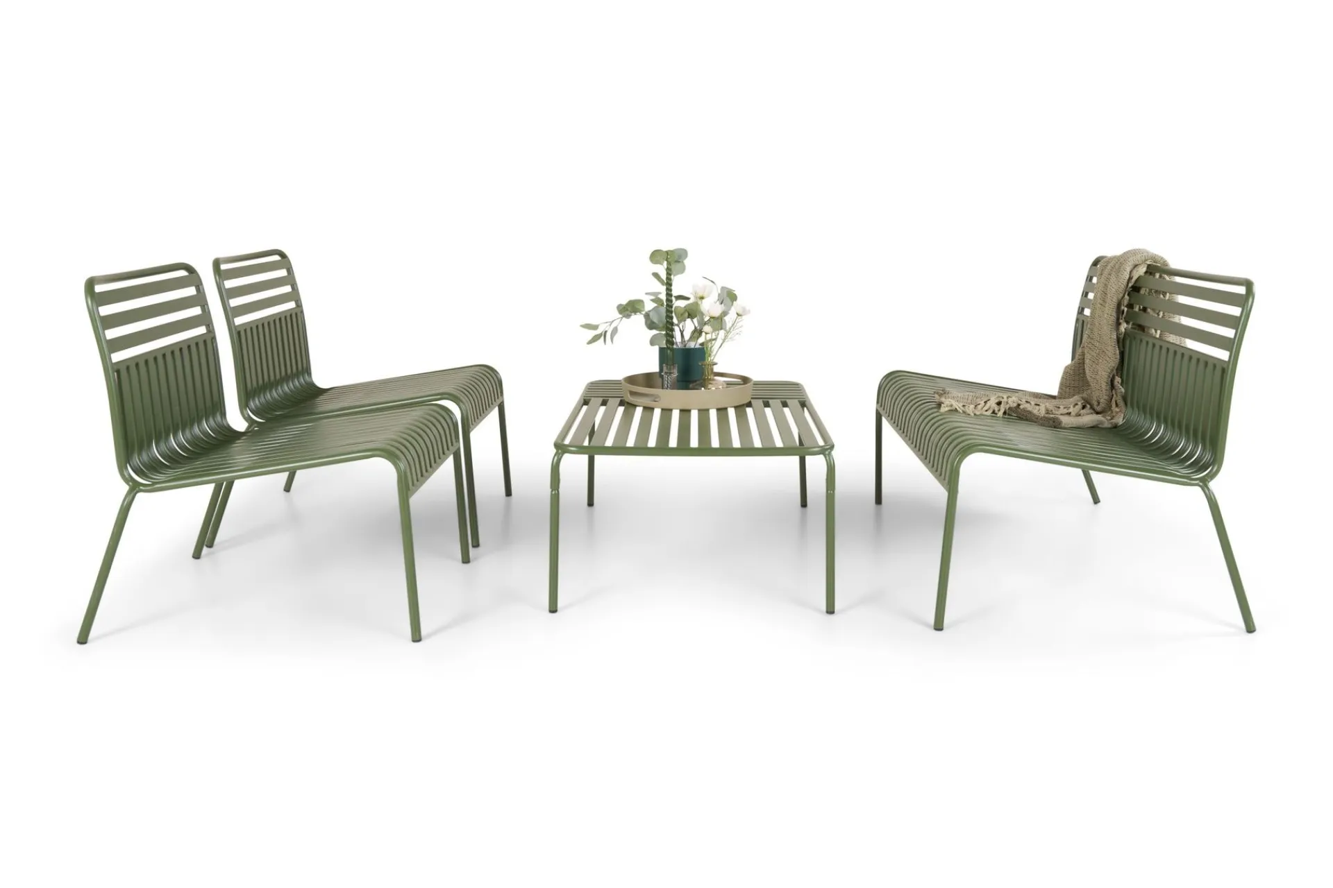 Comfort Garden Pumper Og Irrigasjon|Loungestol Ute-Jarva liten 4-seters sofagruppe utendørs i metall Oliv