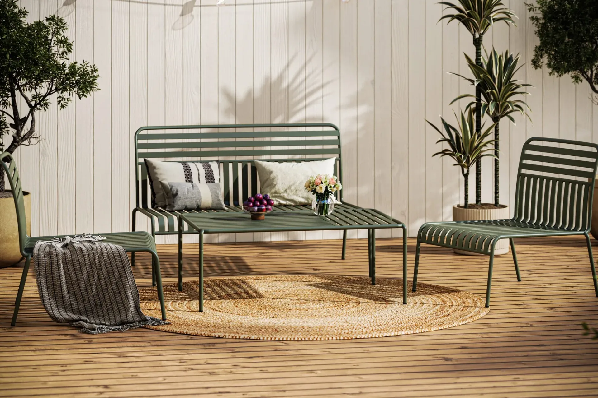 Comfort Garden Pumper Og Irrigasjon|Loungestol Ute-Jarva liten 4-seters sofagruppe utendørs i metall Oliv