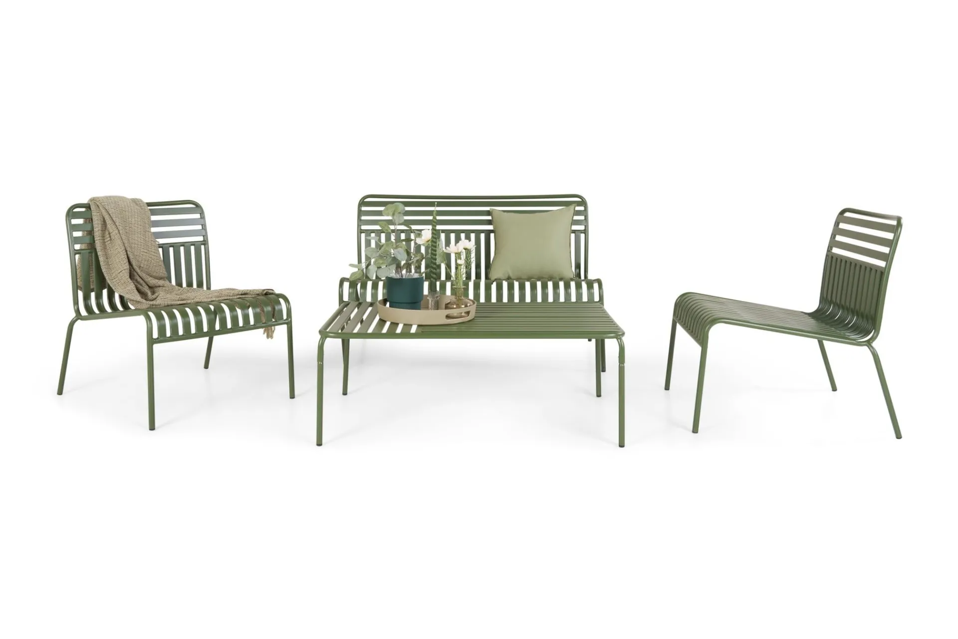 Comfort Garden Pumper Og Irrigasjon|Loungestol Ute-Jarva liten 4-seters sofagruppe utendørs i metall Oliv