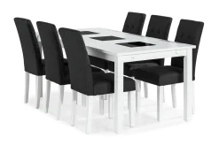 Basic Home Spisegrupper-Jasmin Spisegruppe 180 cm Rektangulært spisebord med 6 Viktor Spisestoler Hvit
