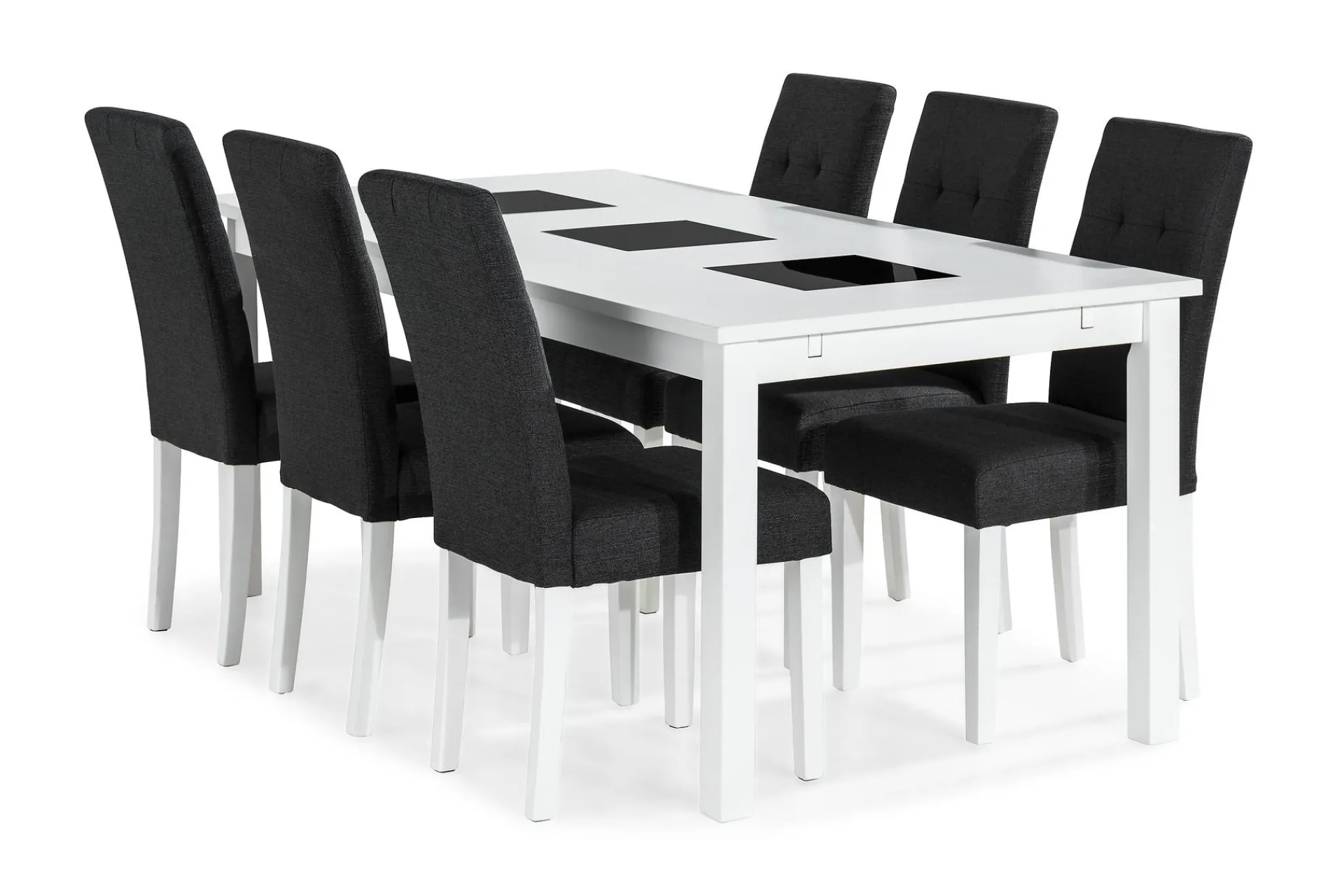 Basic Home Spisegrupper-Jasmin Spisegruppe 180 cm Rektangulært spisebord med 6 Viktor Spisestoler Hvit
