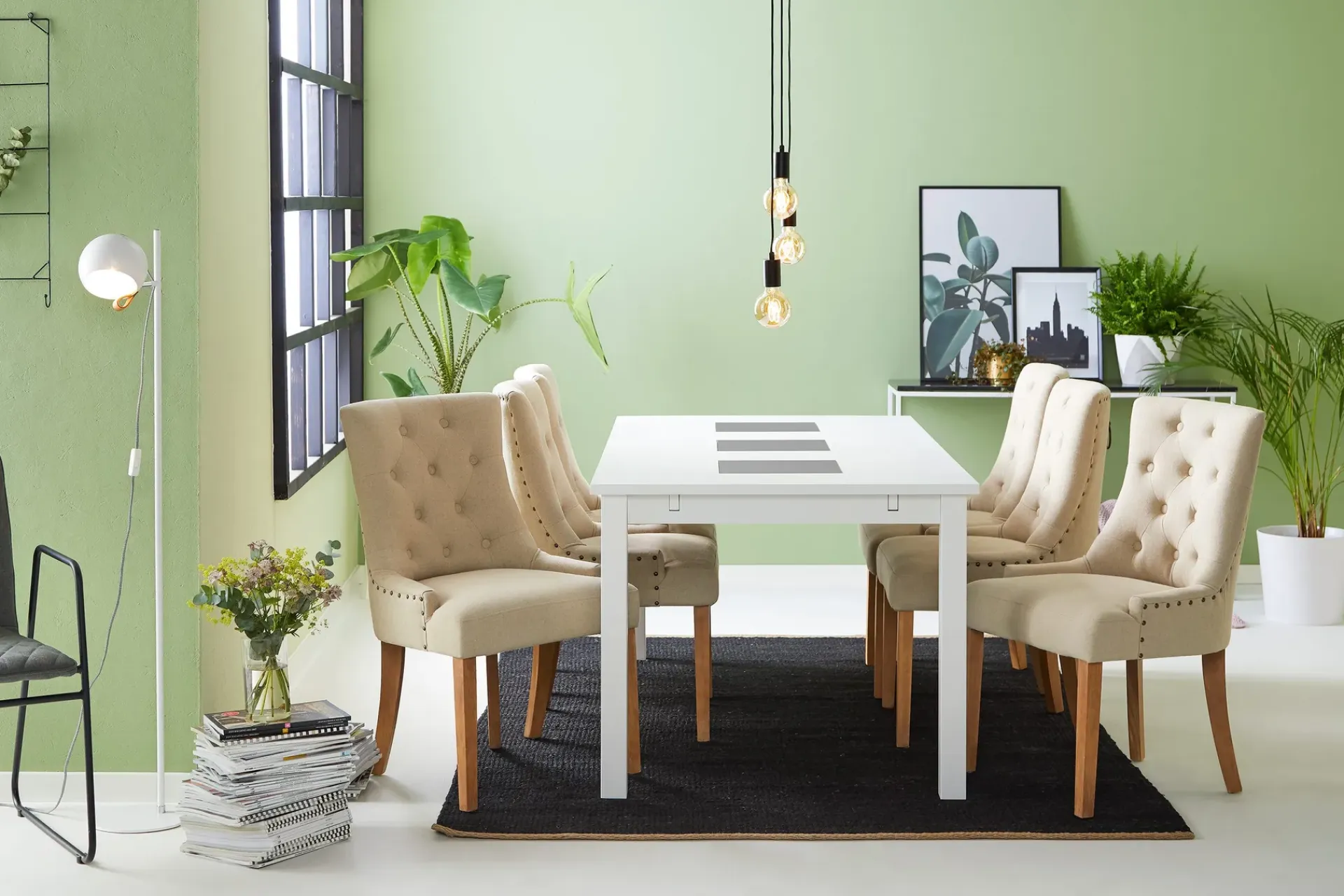 Basic Home Spisegrupper-Jasmin Spisegruppe med 6 Viktoria Stoler Hvit