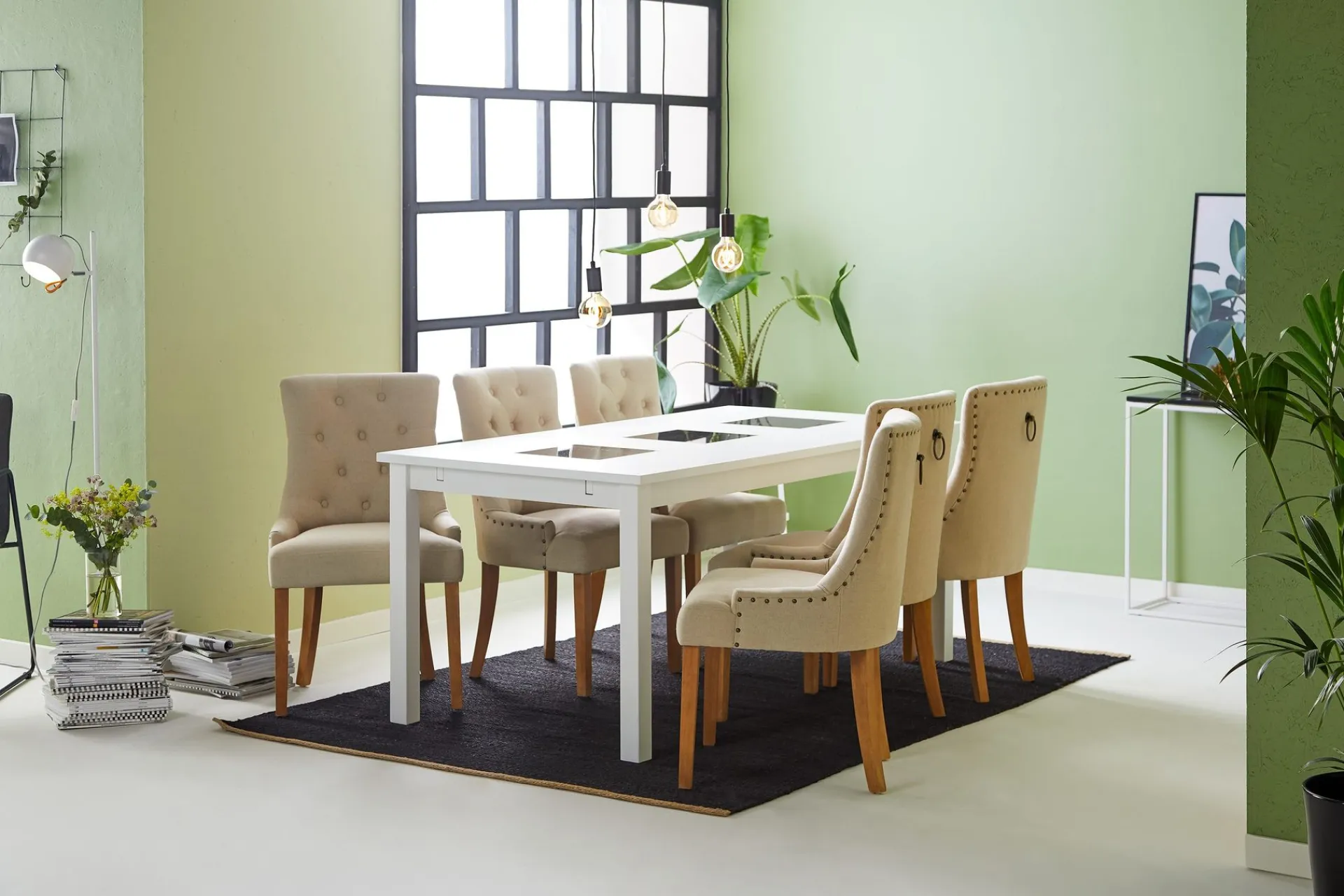 Basic Home Spisegrupper-Jasmin Spisegruppe med 6 Viktoria Stoler Hvit