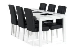 Basic Home Sminkebord & Toalettbord|Spisegrupper-Jasmin Spisegruppe 180 + 6 Stoler Uttrekkbart spisebord Hvit