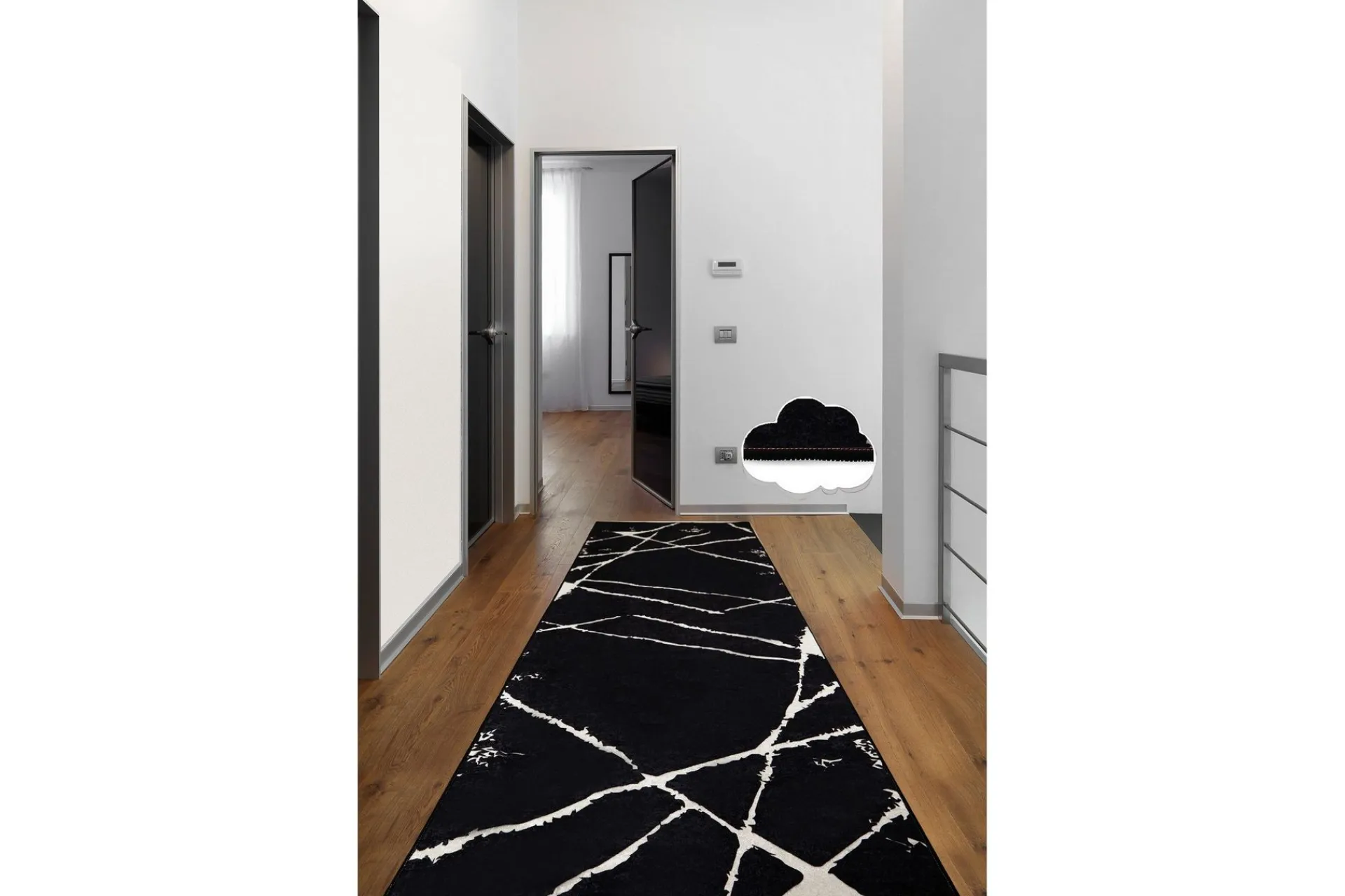 Moderne Tepper-Jassi Gangmatte 80x300 cm Rektangulær Svart