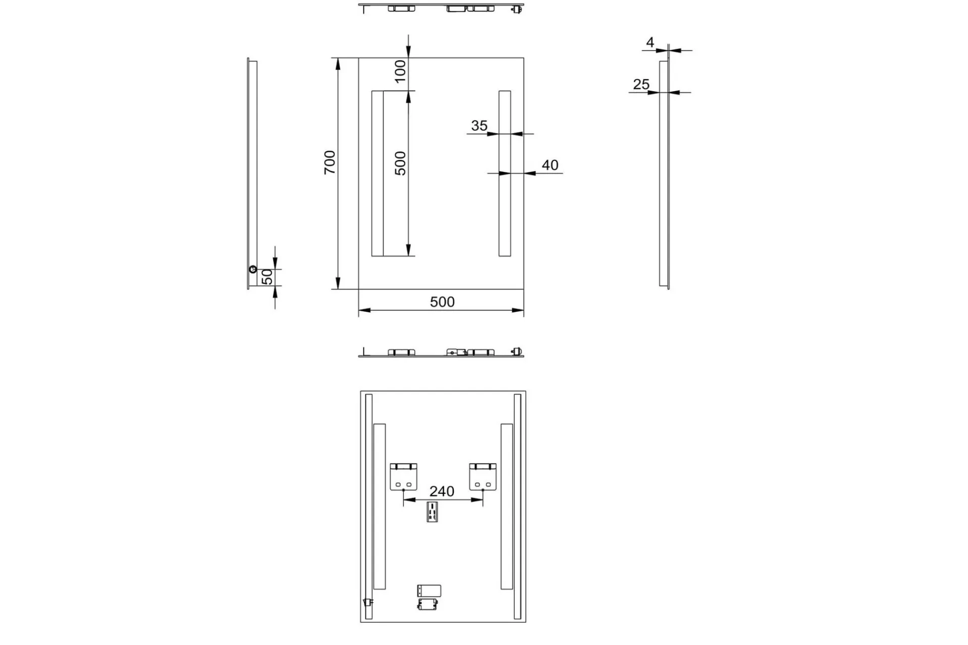 Jordberga Baderomsspeil 70 cm LED-Lys