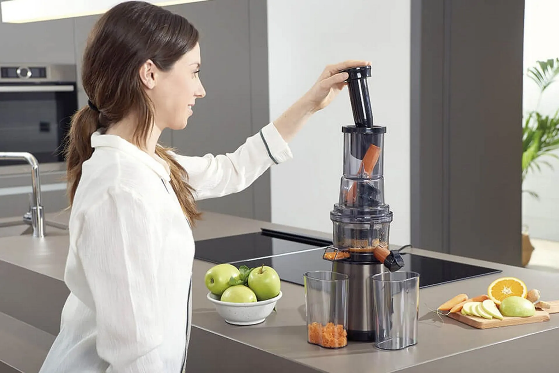 Black+Decker Produkter For Å Varme & Koke|Kjøkkenutstyr-Juicepresse Slow Juicer BXJE200E Børstet Rustfritt Stål Grey