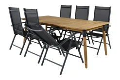 Venture Home Spisegrupper Hage-Julian Spisegruppe 210cm + 6 Break Posisjonsstoler Svart