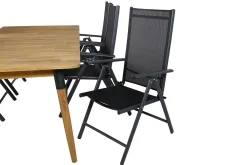 Venture Home Spisegrupper Hage-Julian Spisegruppe 210cm + 6 Break Posisjonsstoler Svart