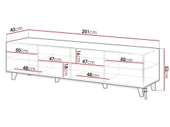 Scandinavian Choice Juniskär Ribbet TV-benk i tre med oppbevaring - 40 cm dyb, 200 cm bred, 49 cm høy