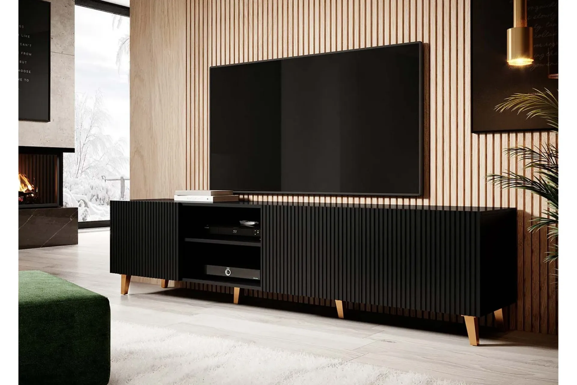 Scandinavian Choice Tv-Benk & Mediabenk-Juniskär TV-benk med Oppbevaring + Hyller 40x52x200 cm Svart