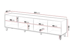 Scandinavian Choice Tv-Benk & Mediabenk-Juniskär TV-benk med Oppbevaring + Hyller 40x52x200 cm Svart