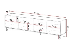 Scandinavian Choice Tv-Benk & Mediabenk-Juniskär TV-benk med Oppbevaring + Hyller 40x52x200 cm Svart