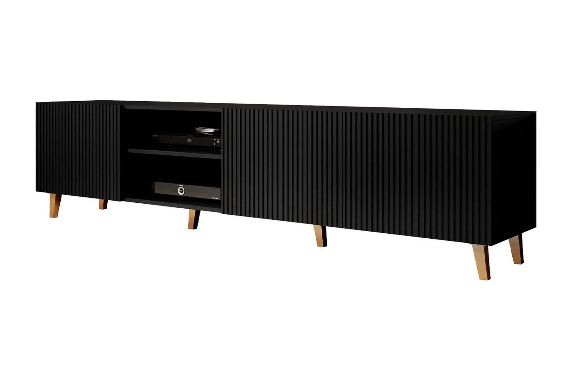 Scandinavian Choice Tv-Benk & Mediabenk-Juniskär TV-benk med Oppbevaring + Hyller 40x52x200 cm Svart