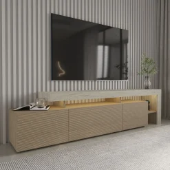Tv-Benk & Mediabenk-Jurukovo TV-benk 192x53x37 cm Travertin, varm eik