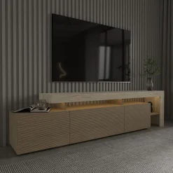 Tv-Benk & Mediabenk-Jurukovo TV-benk 192x53x37 cm Travertin, varm eik