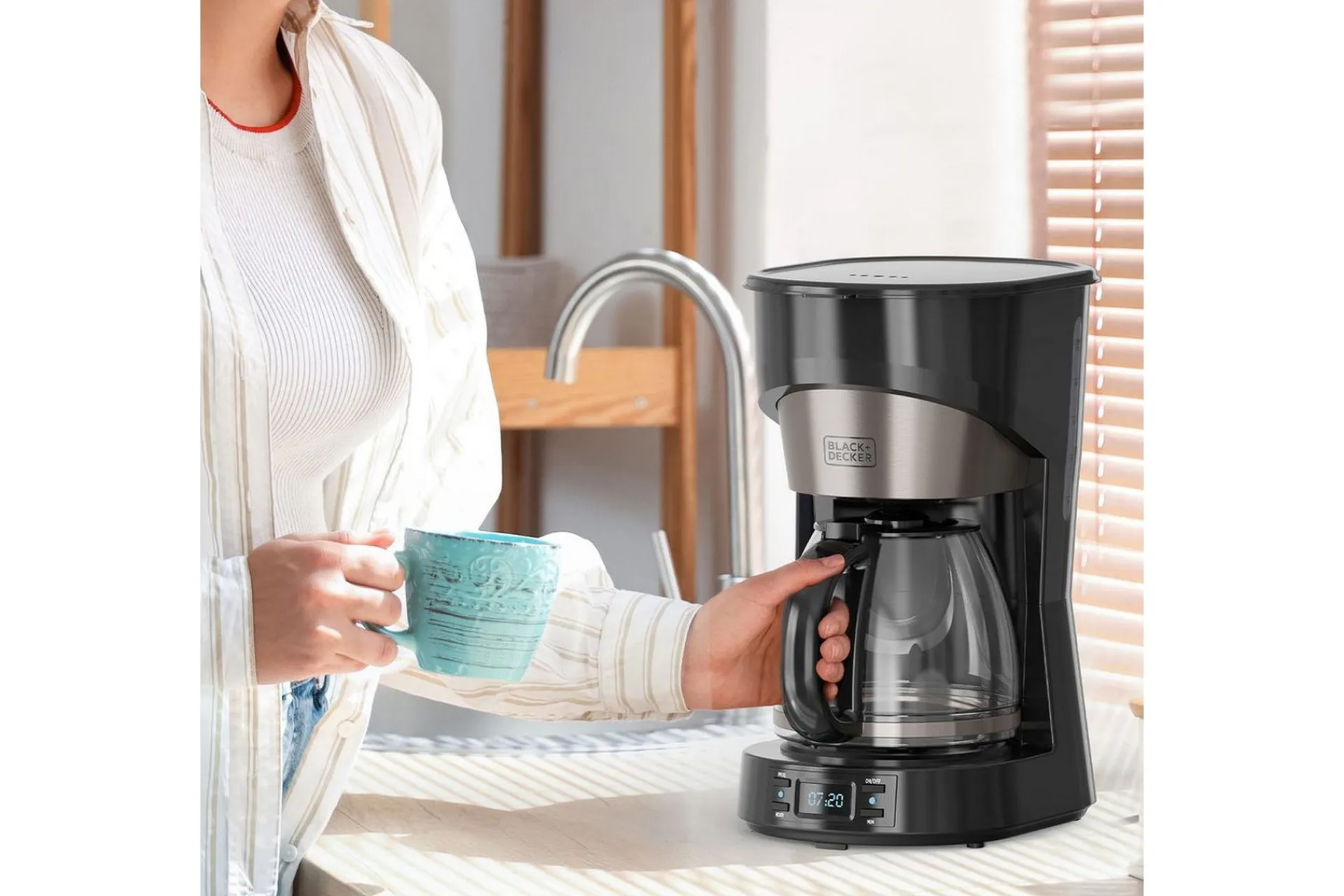 Black+Decker Kaffemaskin & Kaffetilbehør|Kjøkkenutstyr-Kaffetrakter LCD 12 Kopper Sølv