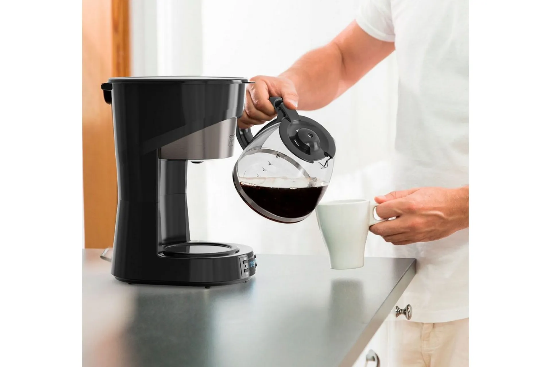 Black+Decker Kaffemaskin & Kaffetilbehør|Kjøkkenutstyr-Kaffetrakter LCD 12 Kopper Sølv