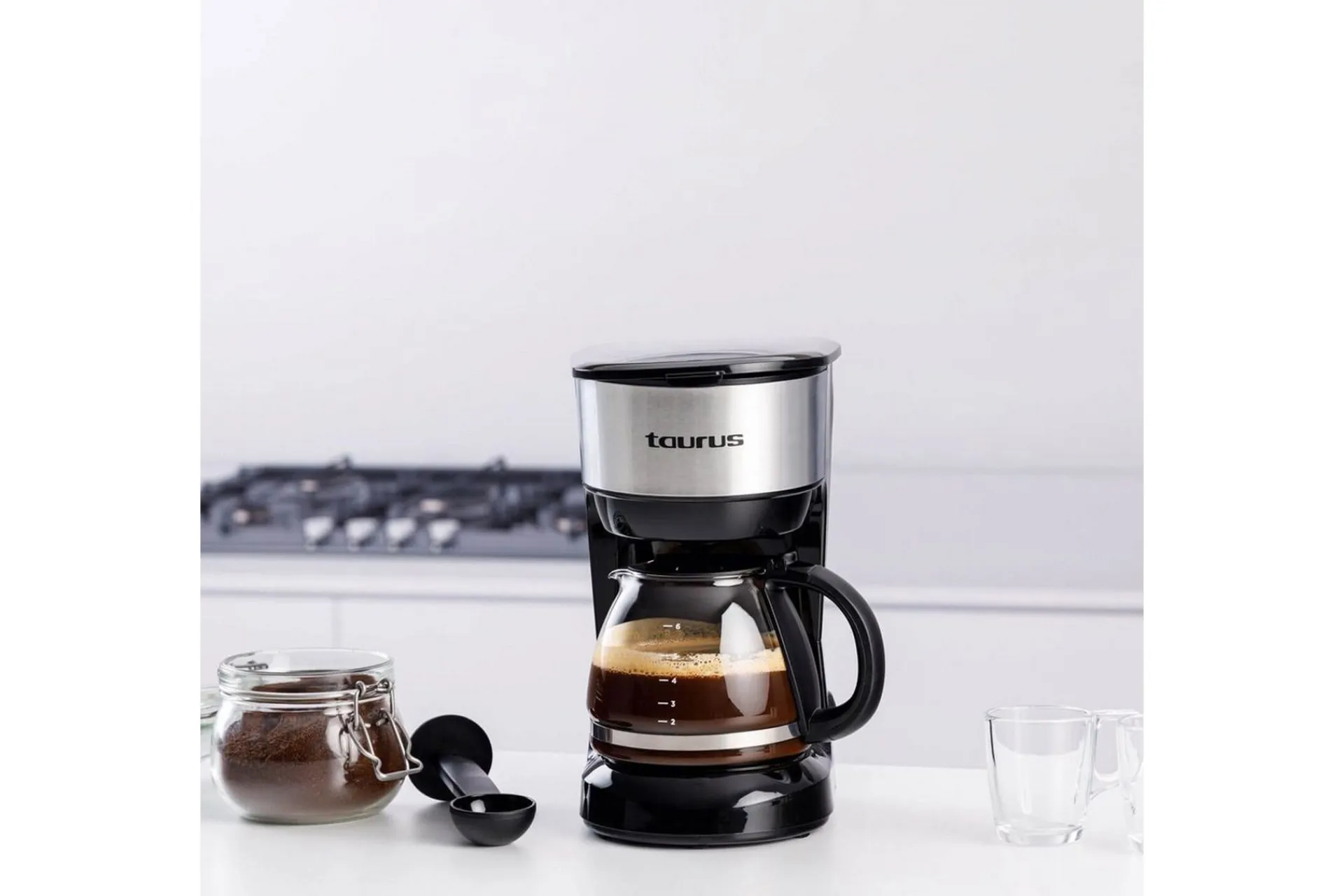 Kaffemaskin & Kaffetilbehør|Kjøkkenutstyr-Kaffetrakter Taurus Verona 6 Kopper Inox Svart,Sølv