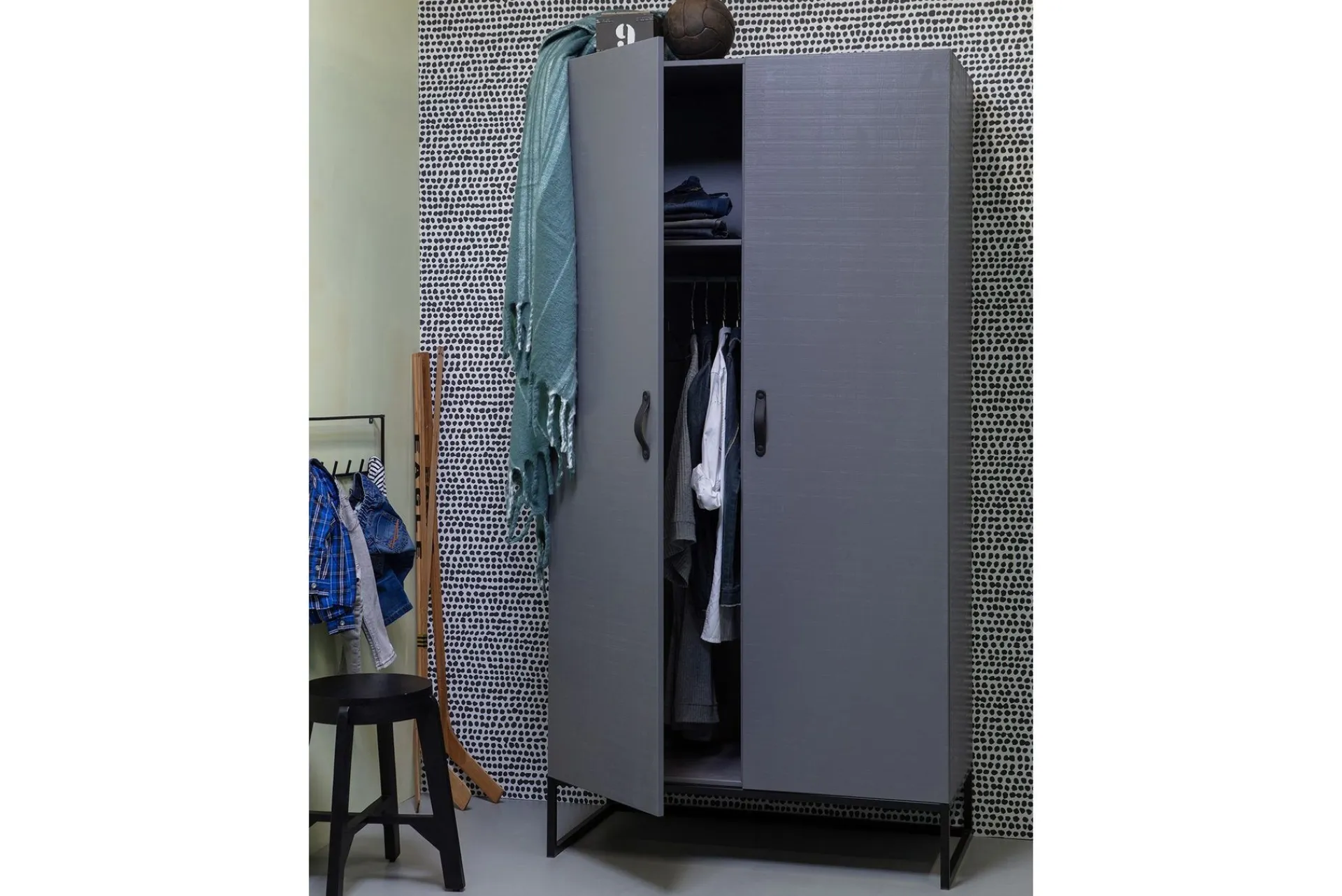 WOOOD Kommode Barnerom|Skap Barnerom-Kahe Garderobe 100x195 cm Svart,Grey