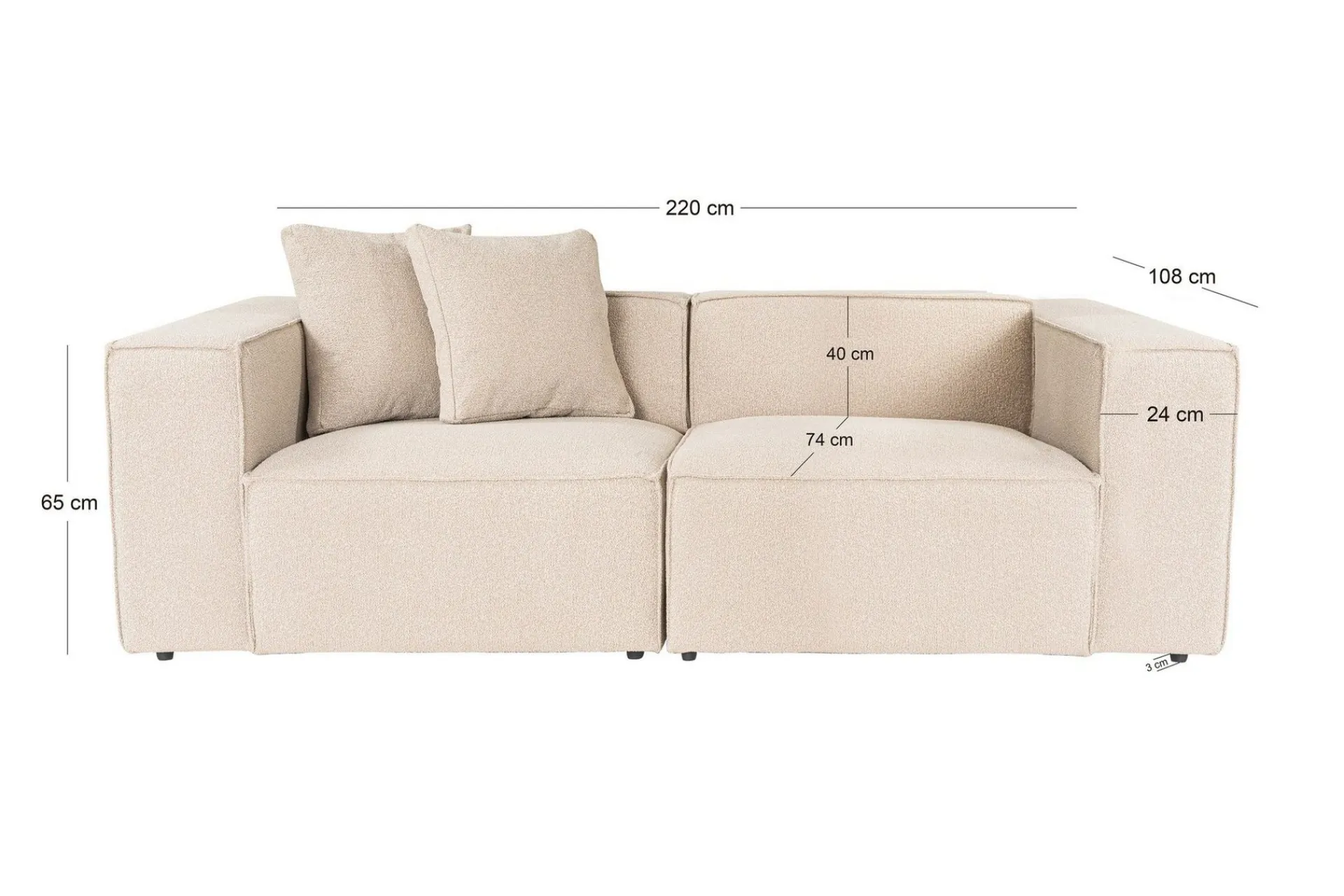 2 Seter Sofa-Kaolins Sofa 2-seter Beige