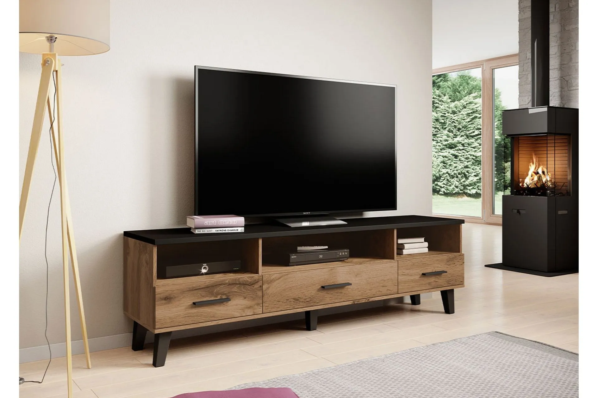 Tv-Møbelsett-Kardos Tv-møbelsett 180 cm Svart,tre