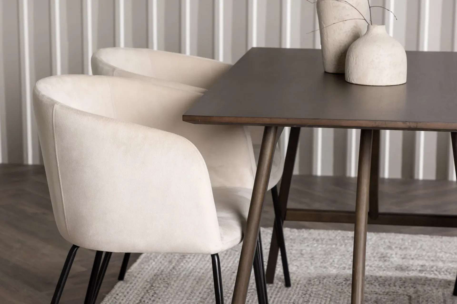 Venture Home Spisegrupper-Kaseidon Spisegruppe 120 cm Rektangulær med 4 Berit Stoler Beige,Mörkbrun