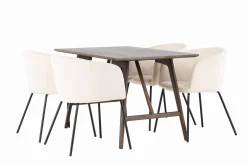 Venture Home Spisegrupper-Kaseidon Spisegruppe 120 cm Rektangulær med 4 Berit Stoler Beige,Mörkbrun