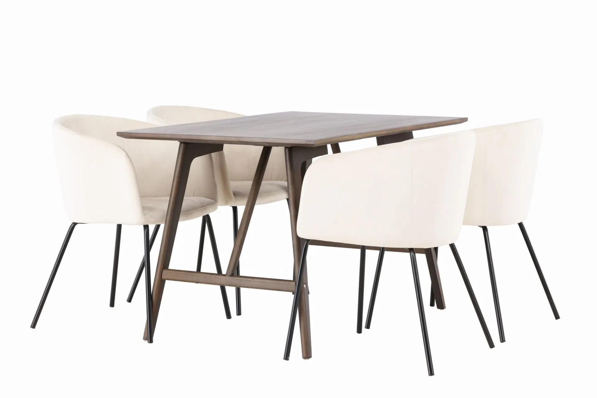 Venture Home Spisegrupper-Kaseidon Spisegruppe 120 cm Rektangulær med 4 Berit Stoler Beige,Mörkbrun