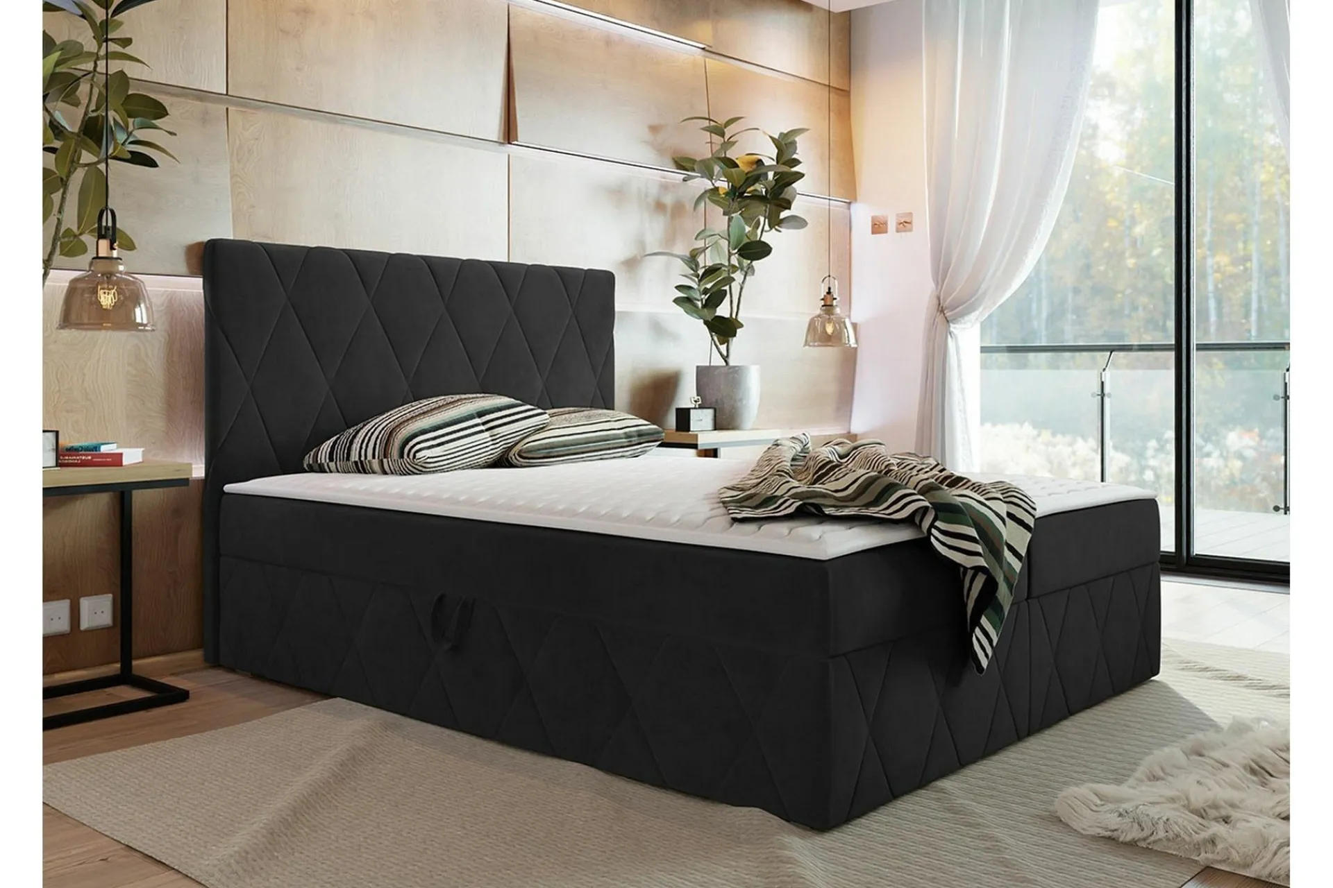 Kontinentalsenger|Seng Med Oppbevaring-Kintore Kontinentalseng 160x200 cm Svart