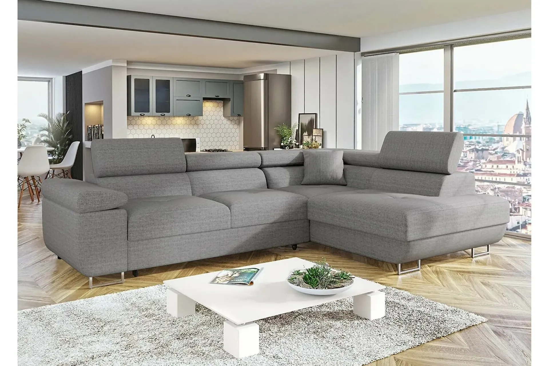 Sovesofaer-Kintore 3-seters Hjørnesovesofa Lysegrå