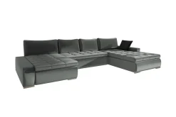 Velour Sofa & Fløyel Sofa|Sovesofaer-Kintore 4-sits Hörnbäddsoffa Dark grey Mørkegrå