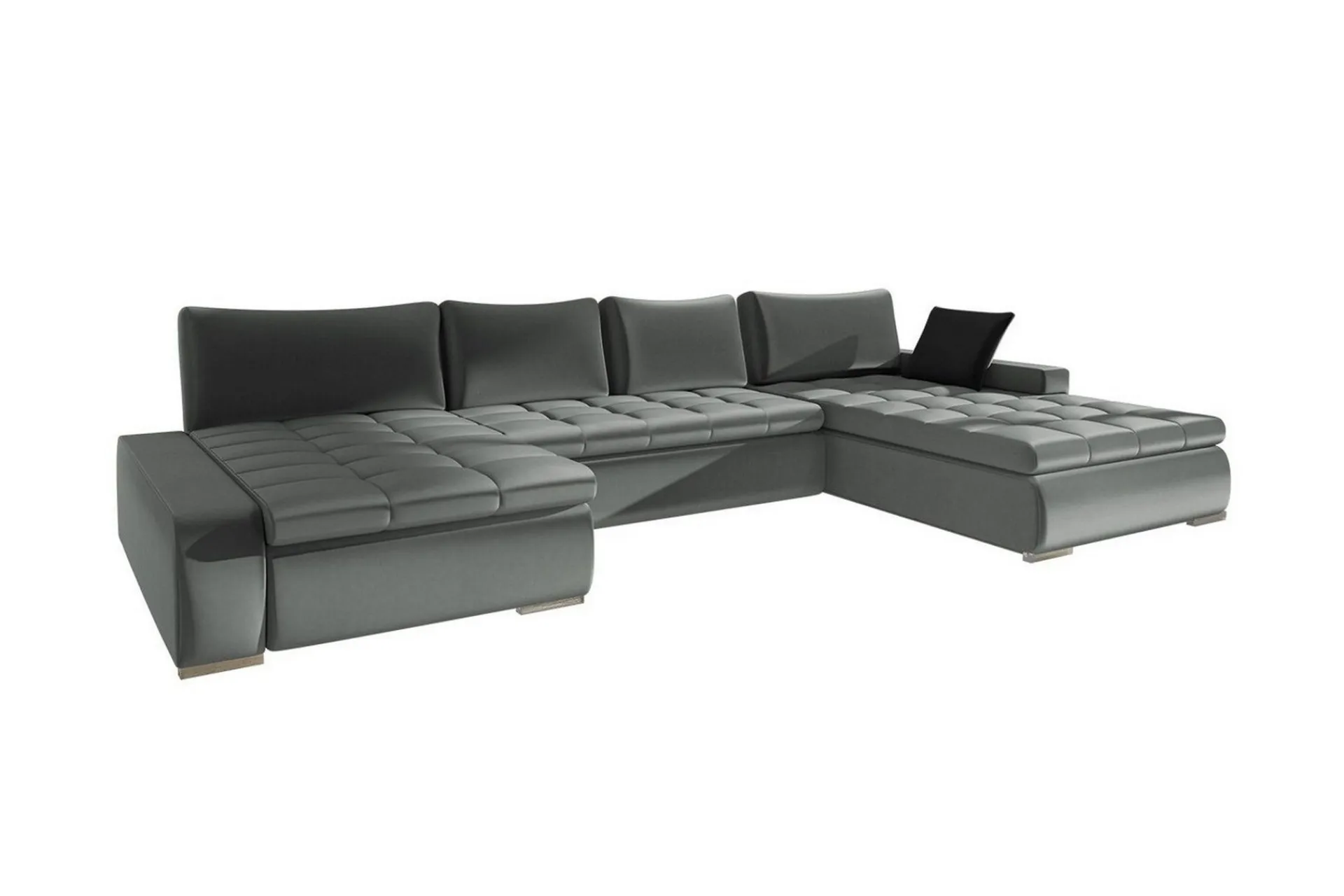 Velour Sofa & Fløyel Sofa|Sovesofaer-Kintore 4-sits Hörnbäddsoffa Dark grey Mørkegrå