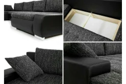 Velour Sofa & Fløyel Sofa|Sovesofaer-Kintore 4-sits Hörnbäddsoffa Dark grey Mørkegrå
