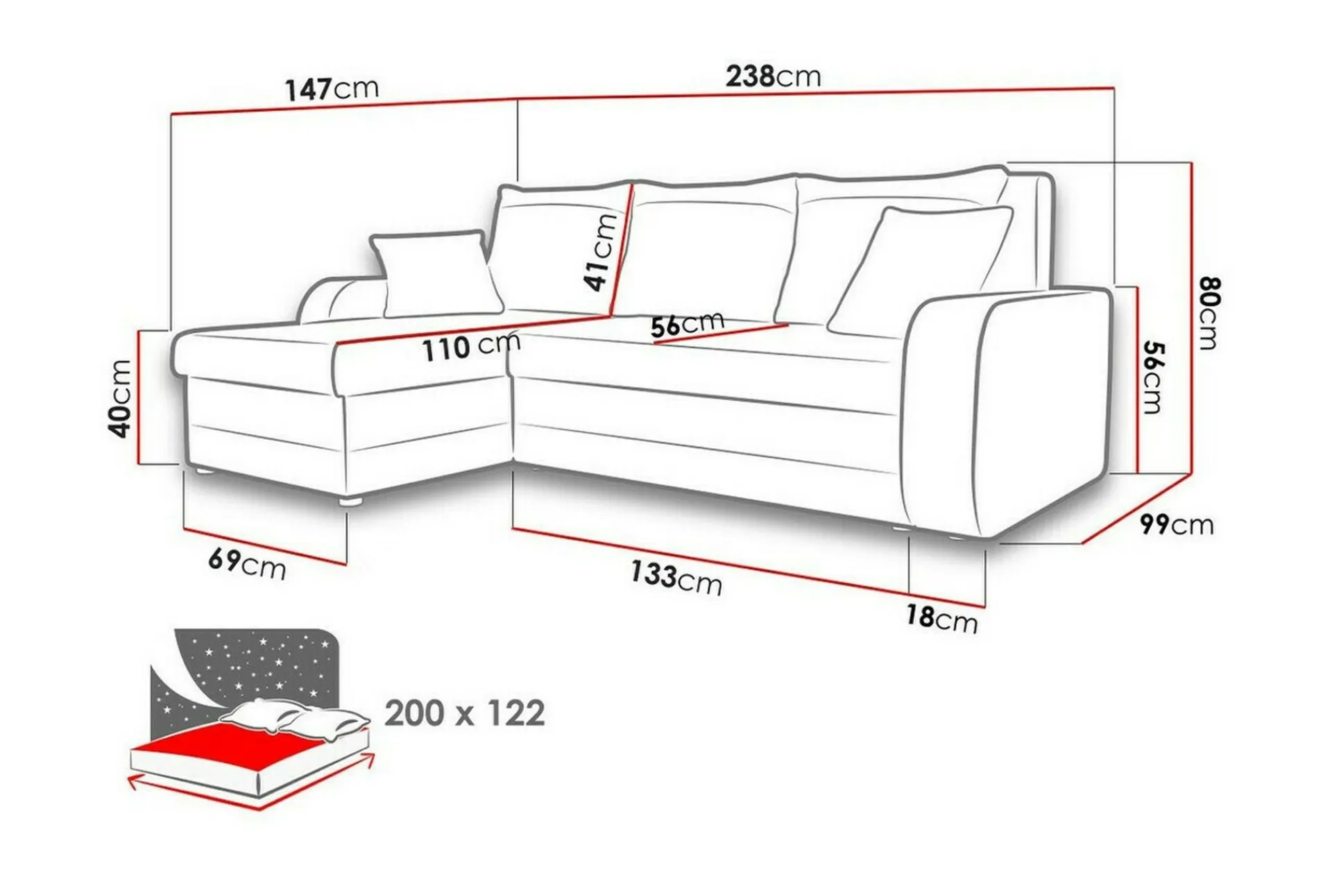 Kintore 3-sits Hörnbäddsoffa Dark green