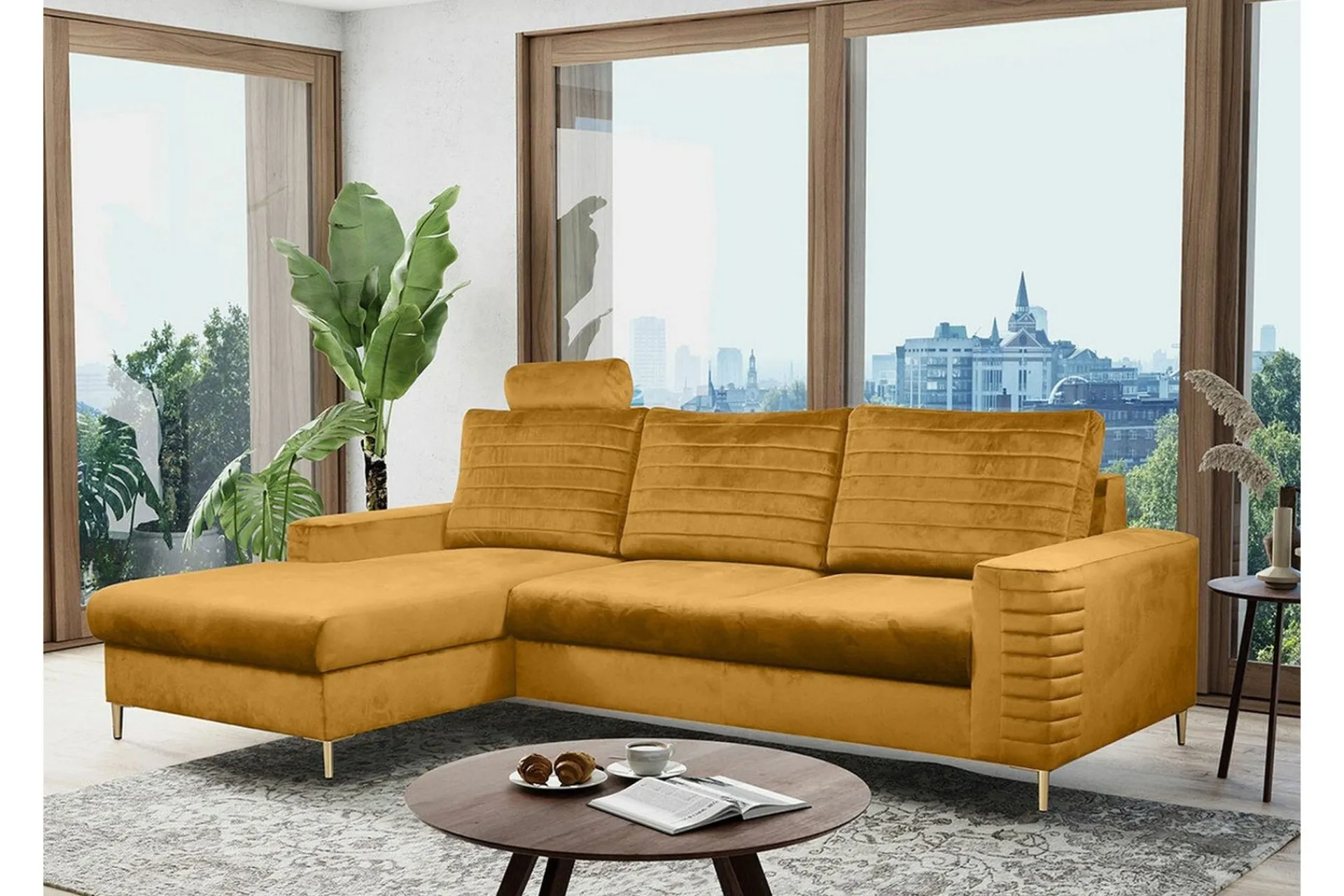 Sovesofaer-Kintore 3-sits Hörnbäddsoffa Yellow Gul
