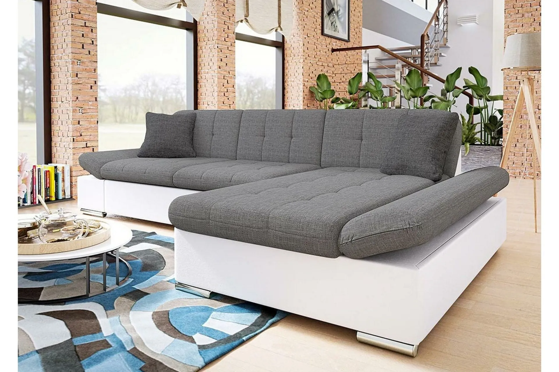 Kintore 3-sits Hörnsoffa Light Grey/White