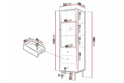 Vitrineskap|Skap-Kintore Vitrineskap 180 cm Svart