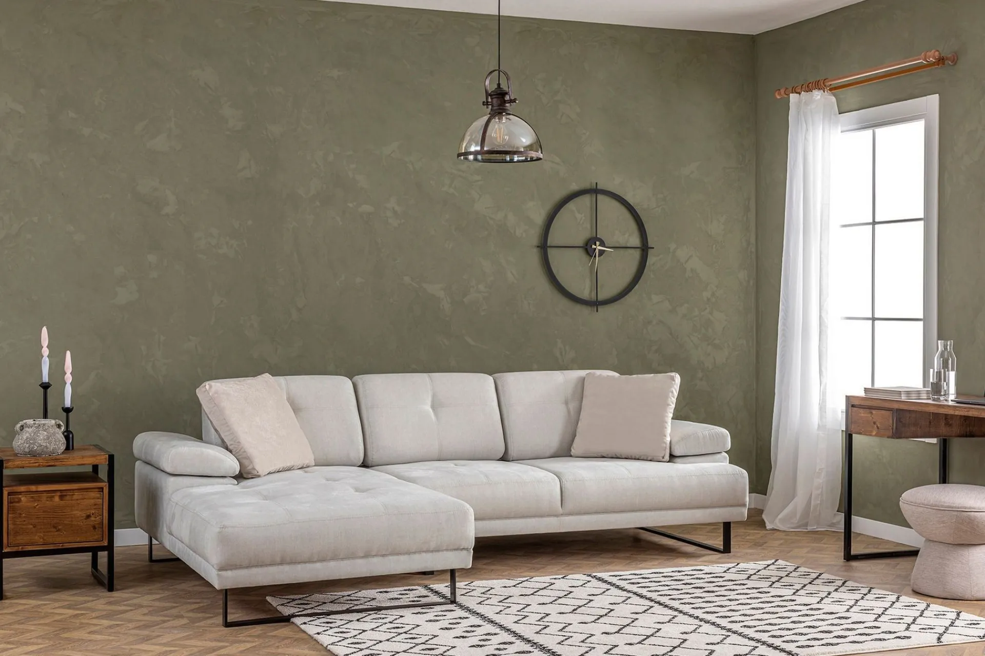 Sofa Med Sjeselong-Kitimat Divansofa 3-seters Beige