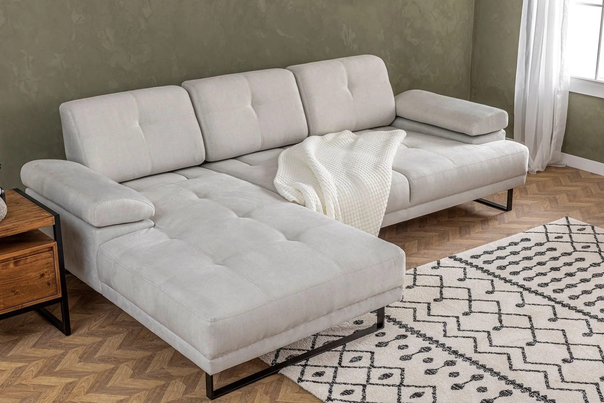 Sofa Med Sjeselong-Kitimat Divansofa 3-seters Beige